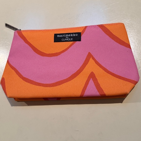 Merimekko for Clinique orange and pink cosmetic bag makeup bag - Picture 1 of 12